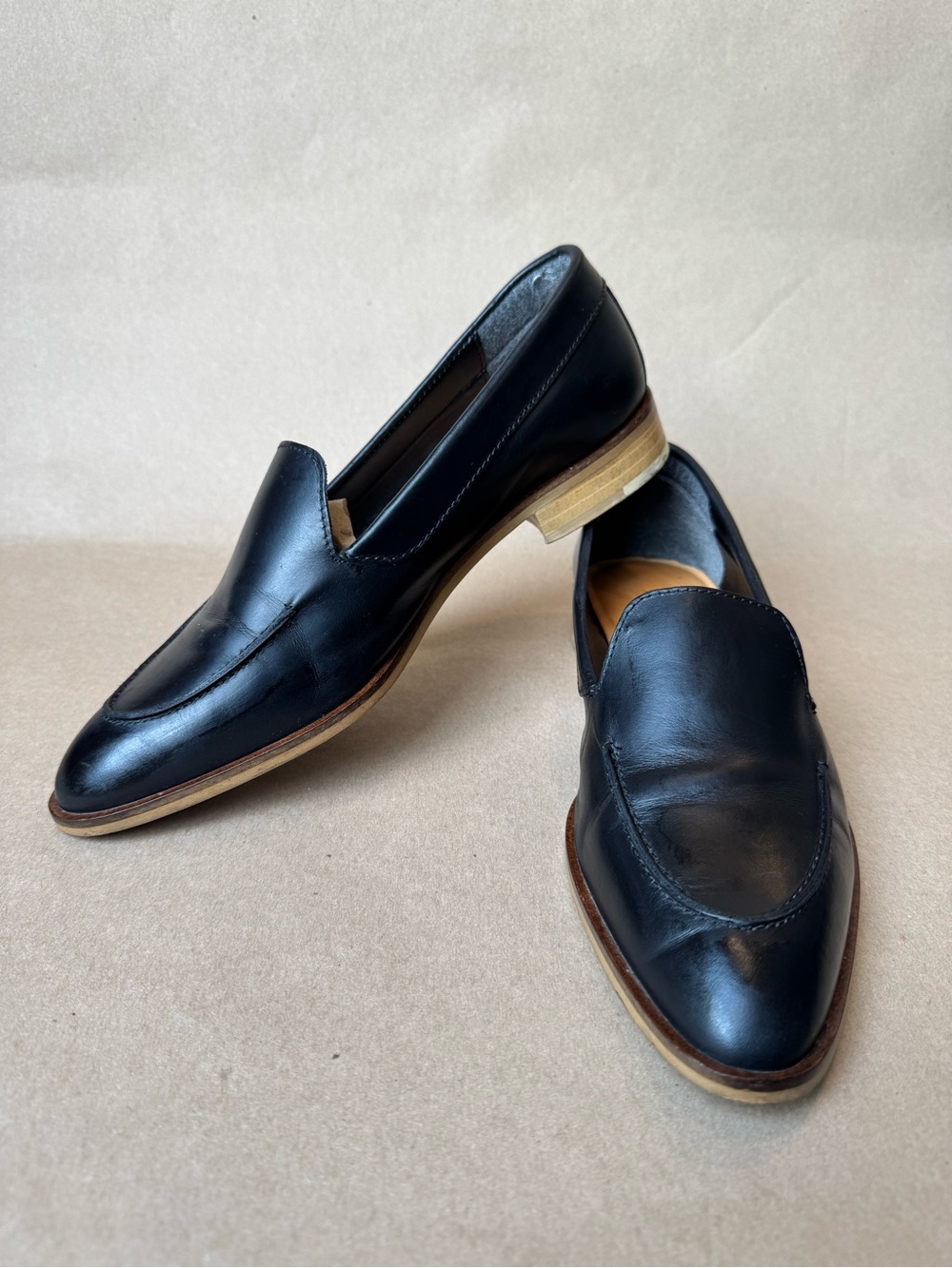 Everlane The Modern Loafer (Womens 8 EUR 38.5) Black Leather Pointed Toe Italy